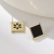 Fashionable Simple Black High-Grade Micro Inlaid Zircon Square Stud Earrings Popular Special-Interest Design All-Match Earrings