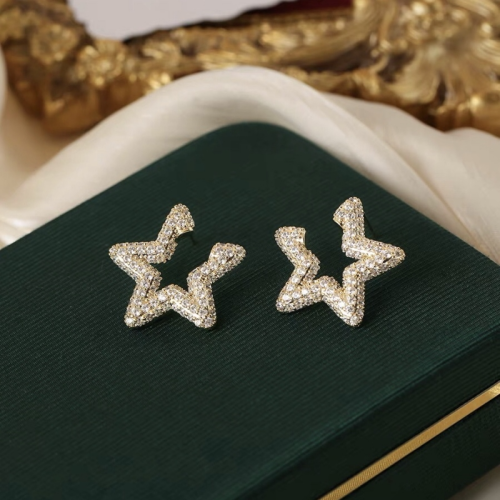 light luxury exquisite high-grade super flash inlaid zirconium pentagram stud earrings hot niche design earrings earrings