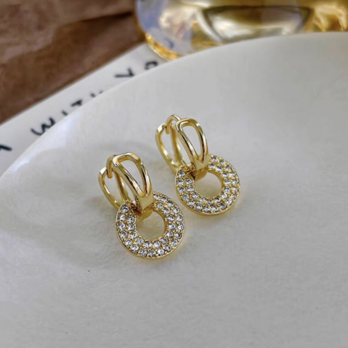 korean dongdaemun simple exquisite and versatile inlaid zirconium ear clip special-interest design high-grade light luxury ear studs earrings