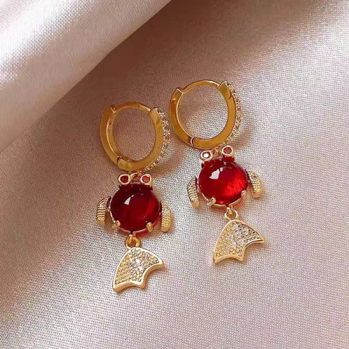 elegant fashion exquisite new chinese style koi earrings female niche design high-grade light luxury earrings earrings