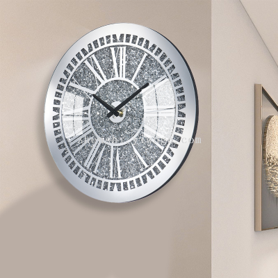 Mirror Diamond in the Debris Wall Clock Household Light Luxury Wall Hangings Clock