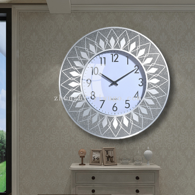 Internet Celebrity Clock Wall-Mounted Decorative Painting Bedroom Living Room Simple Pocket Watch Glass Mirror Geometric Pattern Mirror Wall Clock