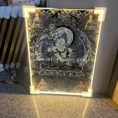 Led plus Light Crystal Porcelain Diamond Muslim Religious Arabic Text High-End Decorative Painting Photo Frame Crafts