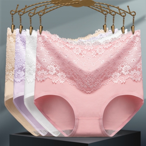 new high waist underwear wholesale sexy lace mid-high waist cotton briefs
