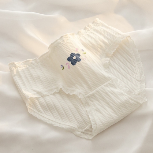 new girl thread cotton printed white series mid-low waist cotton briefs
