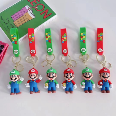 Creative Super Mario Cartoon Fashionable Car Key Ring Schoolbag Pendant a Pair of Exquisite Small Gifts Wholesale