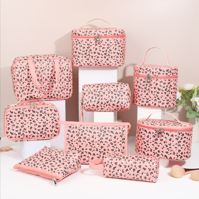 Leopard-Print Makeup Bag Wash Bag Bathroom Bag Cosmetics Storage Bag Travel Bag Bath Bag Large Capacity Makeup Bag