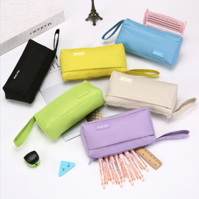 Solid Color Pencil Case Large Pencil Case Pencil Bag Stationery Case Stationery Pack Portable Simple Stationery Box