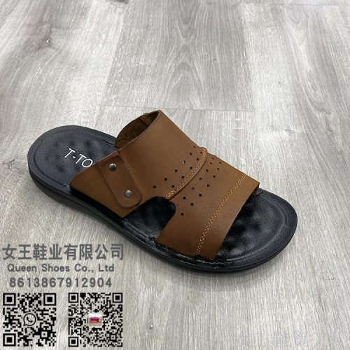 Queen Shoes Trade Leather Massage Comfortable Indoor and Outdoor Design 2023 Men‘s Slippers