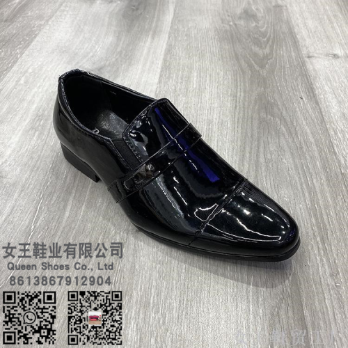 business casual youth plus size patent leather fabric side fashion decorative buckle men‘s business shoes