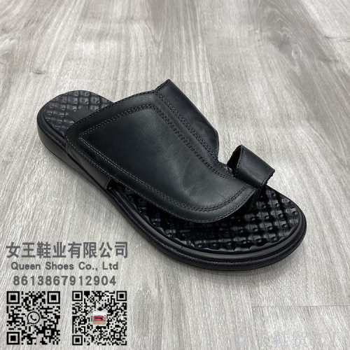custom flip flops open toe genuine leather men‘s comfortable and breathable slippers men 2023