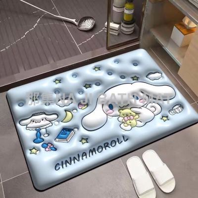 3D Three-Dimensional Expansion Household Absorbent Floor Mat Creative Cartoon Non-Slip Water-Absorbing Quick-Drying Door Mat Bathroom Long Rug