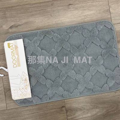 Plain Velvet Mat Three-Dimensional Jacquard Plaid Anti-Slip Dots Absorbent Non-Slip Floor Mat Indoor Floor Mat Long Rug