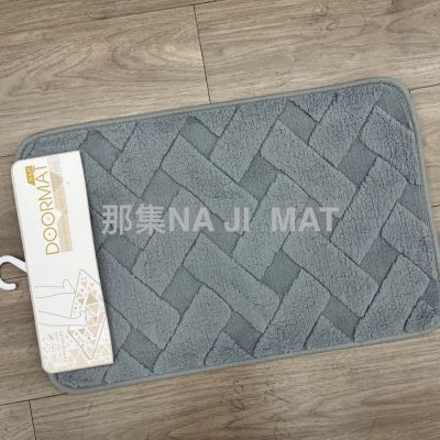 Plain Velvet Mat Three-Dimensional Jacquard Cross Woven Anti-Slip Dots Absorbent Non-Slip Floor Mat Indoor Floor Mat Long Rug
