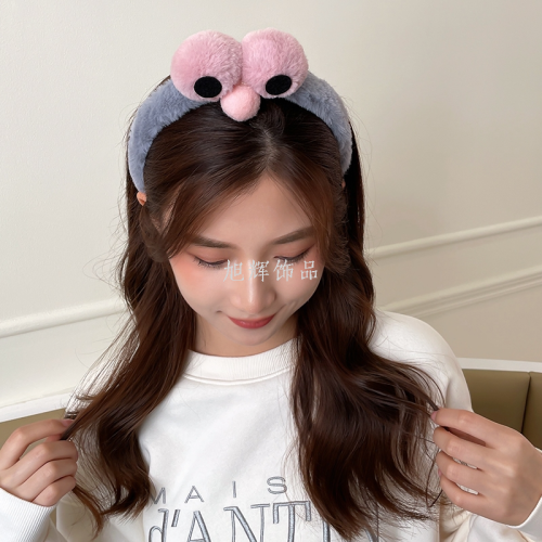 new ins internet celebrity big eyes headband imitation rabbit fur hairband decoration fur hair band plush hairpin with broad edge hair accessories