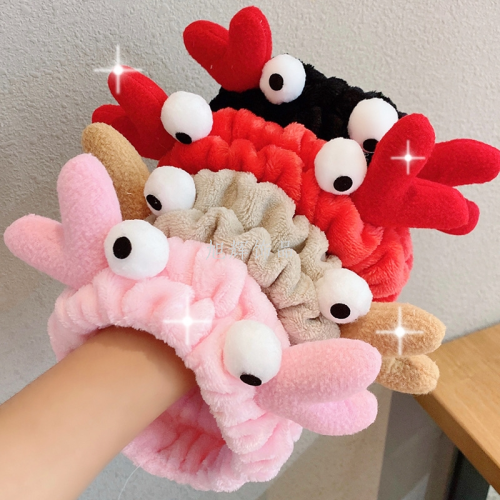 south korea cartoon cute crab hair band headband plush antlers elastic ribbon big eyes ladies face wash hair bands