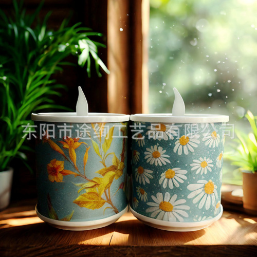 春天款电子蜡烛灯 仿真七彩变色植物花鸟主题装饰桌摆灯 厂家直销