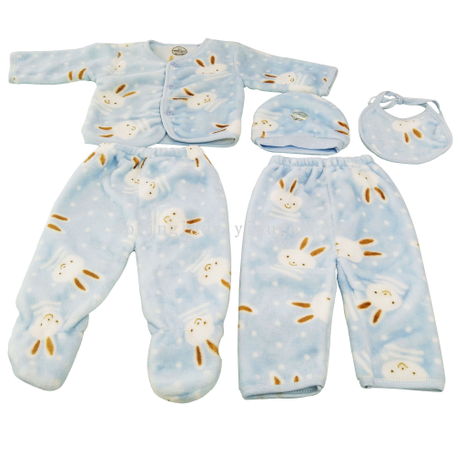 spring lady little rabbit velvet baby underwear five-piece suit autumn and winter warm male and female baby clothes children‘s clothing