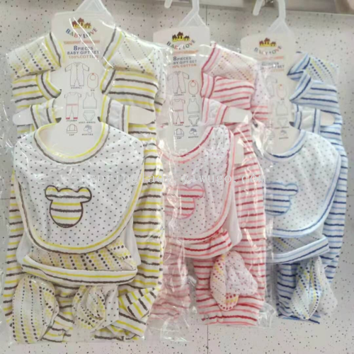 spring lady jumpsuit 8-piece printed newborn romper baby multi-piece cartoon baby romper