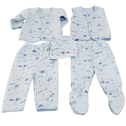 spring lady newborn warm underwear 5-piece suit autumn and winter thickened male and female baby clothes children‘s clothing