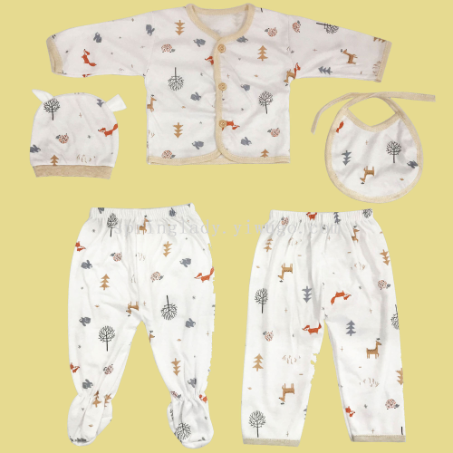 Spring Lady Baby Clothes 5-Piece Set Newborn 0-March Infant Clothing Spring and Summer Underwear Set