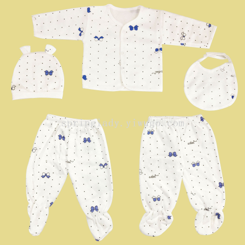Spring Lady Baby Clothes 5-Piece Set Milk Silk 0-March Infant Clothes Autumn and Winter Thermal Underwear Set
