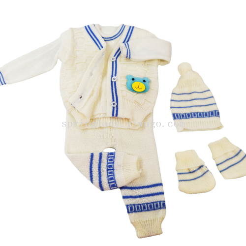 spring lady baby sweater set baby knitted sweater five-piece set export african baby clothes
