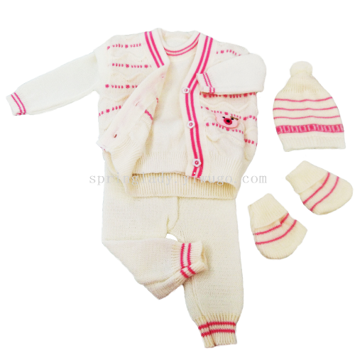 Spring Lady Baby Sweater Suit Baby Knitted Sweater Five-Piece Set Exported to Africa Clothes for Babies