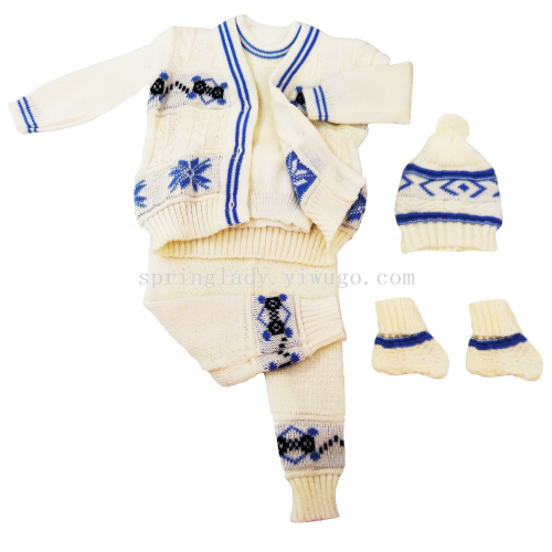 Spring Lady Baby Sweater Suit Baby Knitted Sweater Five-Piece Set Exported to Africa Clothes for Babies