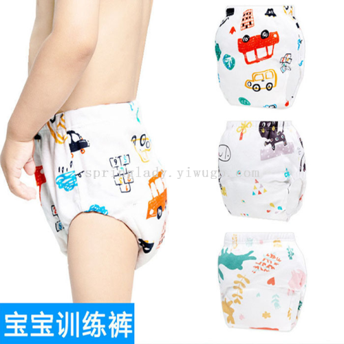 Children‘s Training Underwear Boys and Girls Pure Cotton Waterproof Printing Learning Diaper Washable Newborn Baby Diaper Pants