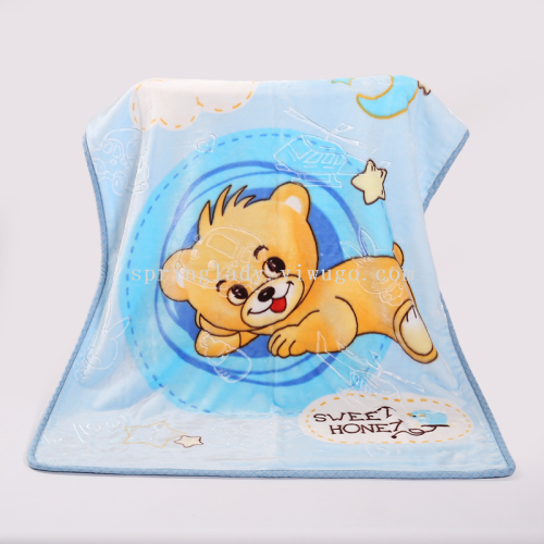 spring lady factory wholesale cartoon printing pattern double layer thickened children blanket knee cloud blanket foreign trade