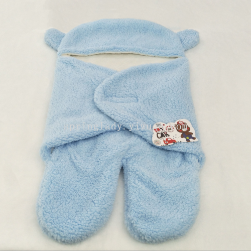 baby plush sleeping bag newborn autumn and winter baby anti-startle swaddling infant lamb fleece yao fleece baby‘s blanket