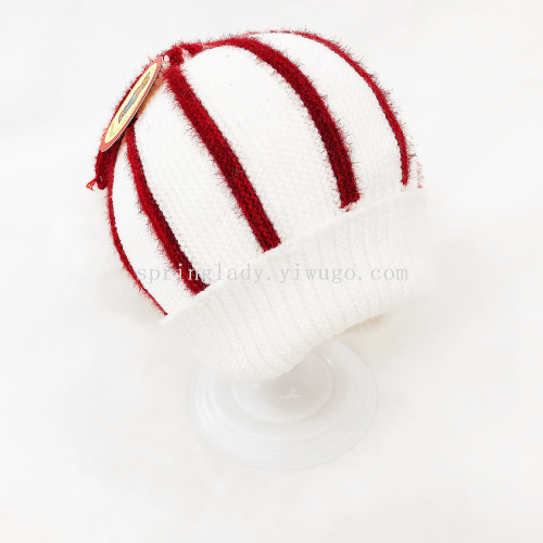 spring lady core-spun yarn for boys and girls wool keep warm cute children hat baby knitted windproof sleeve cap