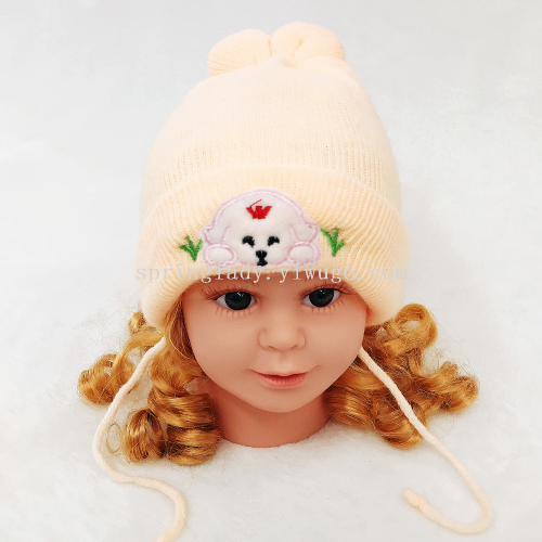 spring lady baby hat imitation cashmere knitted hat children sleeve cap korean baby wool children hat