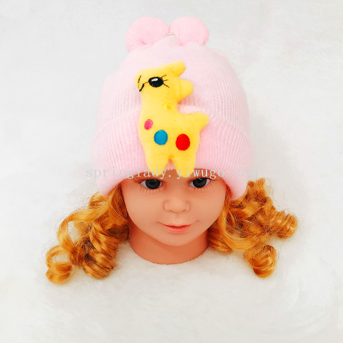 spring lady baby hat cashmere knitted hat children‘s pullover hat korean baby wool children‘s hat