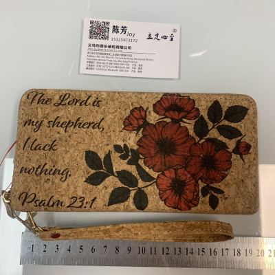 Scripture Christ Design European and American New Wood Grain Bark Environmental Protection Leisure Long Single Pull Wallet Factory Direct Sales