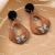 Women's butterfly wood piece earrings
