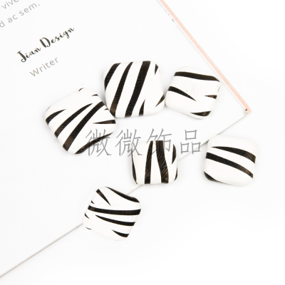 18/20/22mm Zebra Pattern Leather Square Cloth Buckle Earrings Hair Accessory Square Buckle Can Be Customized