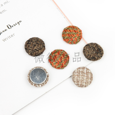 15mm round Woven Bag Cloth Button Wool Woven Network Cable Flat Buckle Factory Direct Sales Cloth Buckle Customized