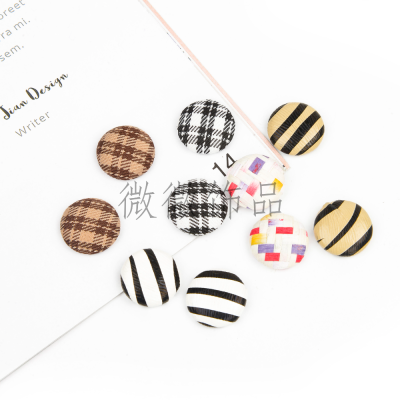 17mm round Plaid Zebra Pattern Cloth Wrapper Button Leather Cloth Buckle Ornament Accessories DIY Cloth Buckle Customized