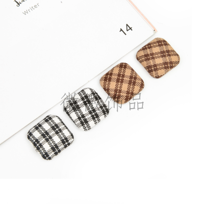 22mm Square Plaid Cloth Buckle Customized Earring Accessories Hair Accessories Customized Clothing Accessories Factory Direct Sales