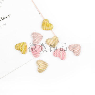 15 * 17mm Peach Heart Small Houndstooth-Shaped Cloth Wrapper Buttons Customized Fine Plaid Hair Accessories Headdress Earring Accessories Customized