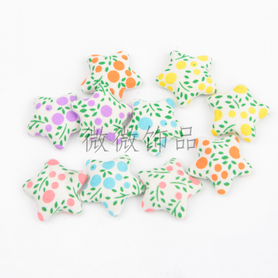 21mm Five-Star Cailco Five-Pointed Star Cloth Wrapper Button Customized Hair Accessories Headdress Earring Accessories Customized Cloth Buckle