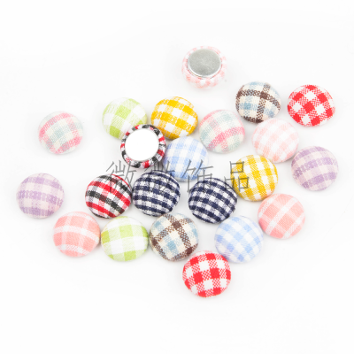 15mm round Plaid Drum Buckle Mushroom Buckle Cloth Wrapper Button Square Plaid Pattern Ornament Accessories Customized Processing