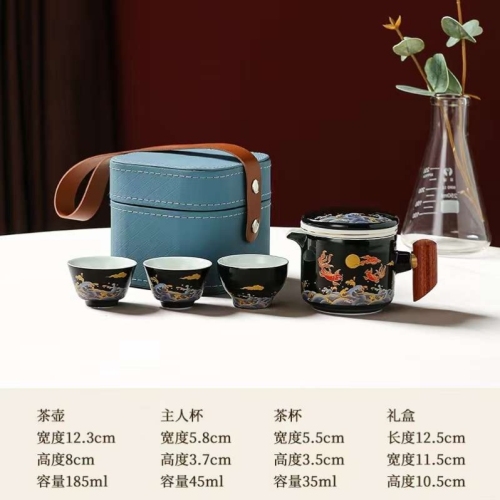 national trendy style one pot fills three cups travel bag tea set