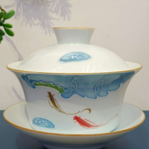 4.5-inch hand-painted big gaiwan teacup （300 ml）