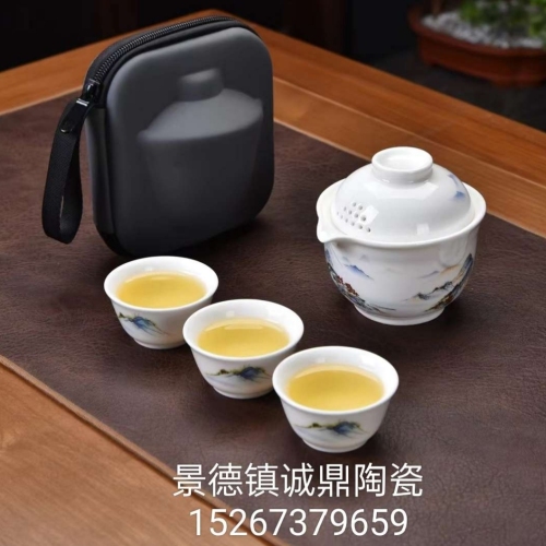 gift tea set portable travel bag set one pot three cups tea set