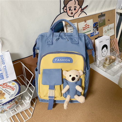 新款背包女韩版玩偶双肩包大容量妈咪包清新校园中大学生书包