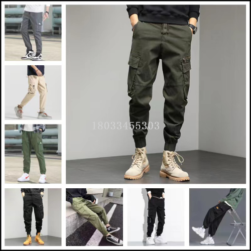 direct sales tail goods overalls men‘s 2023 autumn and winter new multi-bag men‘s pants high street fashion brand casual pants men