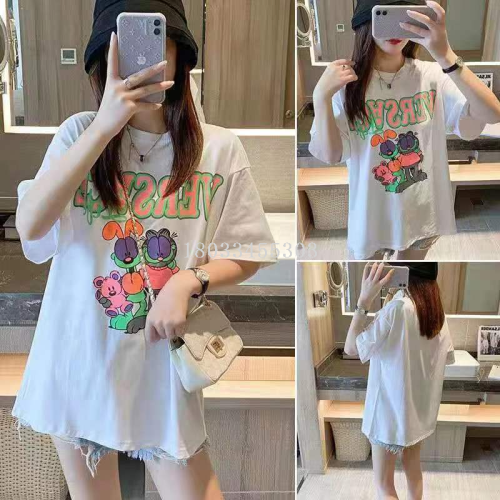 Trendy Korean Style Pure Cotton Short Sleeve T-shirt Female 2023 Summer Loose Large Size Versatile Half Sleeve T-shirt Top Ins Fashionable Clothing